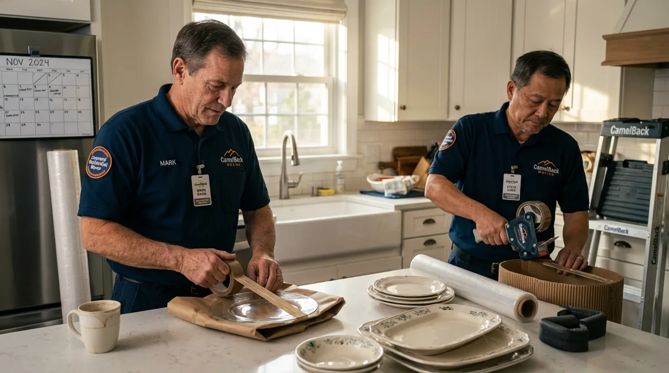 Professional crew packing kitchen dishware in Hernando, MS